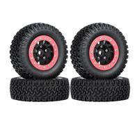 RC Car Tyre Hub Wheels Compatible With Axial For Yeti Jr For D90 4PCS 76Mm 1.55 Metal Beadlock Wheel Rims Tires Set For 1/10 RC Crawler Car(Pink)