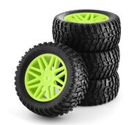 RC Car Tyre Hub Wheels Compatible With HSP 15502 94107 94170 94155 94177 For HPI 1/10 Short Course Truck Tires Tyre Wheel 4Pcs 96Mm 12Mm Hex(Green)