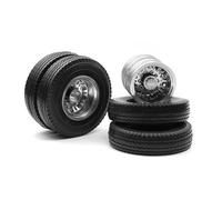 RC Car Tyre Hub Wheels Compatible With Tamiya 1/14 RC Trailer Tractor Truck Car Parts Metal Rear Wheel Hub Rims With 22mm/25mm Width Rubber Tires(Rear)