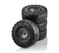 RC Car Tyre Hub Wheels Compatible With Traxxas For TRX4 D90 For Axial For SCX10 For MST 1/10 RC Crawler Car 120mm Metal 1.9" Beadlock Wheel Rim Rubber Tire Set(Grey)