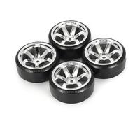 RC Car Tyre Hub Wheels Compatible With Trxs For HSP For Tamiya HPI 1:10 RC On-road Vehicle Drifting Car Hard Tyre Set 4Pcs RC Hard Pattern Drift Tires Wheel(Silver)