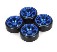 RC Car Tyre Hub Wheels Compatible With Trxs For HSP For Tamiya HPI 1:10 RC On-road Vehicle Drifting Car Hard Tyre Set 4Pcs RC Hard Pattern Drift Tires Wheel(Blue)