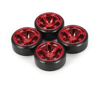 RC Car Tyre Hub Wheels Compatible With Trxs For HSP For Tamiya HPI 1:10 RC On-road Vehicle Drifting Car Hard Tyre Set 4Pcs RC Hard Pattern Drift Tires Wheel(Red)