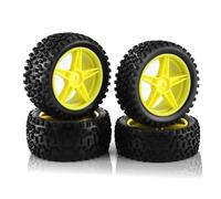 RC Car Tyre Hub Wheels Compatible With Wltoys For 144001 144010 124017 For Tamiya TT02B For HSP 1/10 1/12 1/14 RC Car Off Road Buggy 4Pcs 87Mm Tire Wheel Tyre(Yellow)