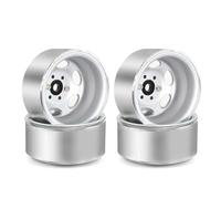 RC Car Tyre Tires For Axial For SCX10 Pro For Capra For Traxxas For TRX4 D90 1/10 4pcs Metal Deep Dish 1.9” Beadlock Wheel Rim Negative Offset RC Crawler Car(Silver)