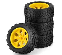 Rc Car Wheel Rim Tire For HPI For HSP For Tamiya For Kyosho 4pcs 12mm Wheel Hub Hot Wheels Tire For rc cars 1/10 For Monster Truck Off Road(Yellow)