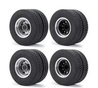 Rc Car Wheel Rim Tire For Tamiya 4 Pcs Rear Wheel Rim Hub And Rubber Tires Kit For 1/14th rc cars Tractor Truck Trailer Cargo Wheels Parts