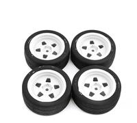 Rc Car Wheel Rim Tire For Tamiya For TT01 TT01E TT02 TT02B TA06 XV01 XV02 PTG-2 1/10 4pcs 68mm Rubber Tire Wheel Tyre 12mm Hex RC Wheel Tire(White)