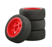 Rc Car Wheel Rim Tire For Tamiya For TT01 TT01E TT02 TT02B XV01 TA06 PTG-2 1/10 rc cars Upgrades Parts Accessories 4Pcs Rubber Tire Wheel Tyre(Red)
