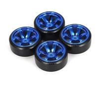 Rc Car Wheel Rim Tire For Trxs For HSP For Tamiya HPI 1:10 RC On-road Vehicle Drifting Car Hard Tyre Set 4Pcs RC Hard Pattern Drift Tires Tyre Wheel(Blue)