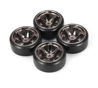 Rc Car Wheel Rim Tire For Trxs For HSP For Tamiya HPI 1:10 RC On-road Vehicle Drifting Car Hard Tyre Set 4Pcs RC Hard Pattern Drift Tires Tyre Wheel(Brown)