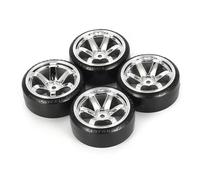 Rc Car Wheel Rim Tire For Trxs For HSP For Tamiya HPI 1:10 RC On-road Vehicle Drifting Car Hard Tyre Set 4Pcs RC Hard Pattern Drift Tires Tyre Wheel(Silver)