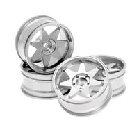 RC Car Wheel Tyre Kit Compatible With HSP For Tamiya XV01 For TT02 For HPI For Kyosho CS D4 1/10 RC Car Parts Accessories Wheels Hubs Metal Wheel Rims(Silver)