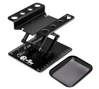 RC Car Work Stand Aluminum Repair Workstation Lift Lower with Screw Tray for Traxxas TRX4 Axial Arrma Redcat Losi 1/8 1/10 1/12 1/14 1/16 1/18 1/24 Remote Control Car Tool Set, All Black