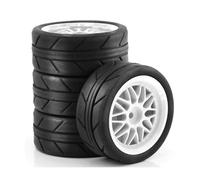 RC Cars Accessories For Tamiya For TT01 For TT02 XV01 TA06 PTG-2 For HPI For HSP For Kyosho 1/10 RC Car Upgrades Parts For Racing Car Tires On Road Tyre Wheel 4pcs(White)