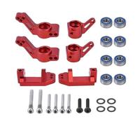 Rc Components For Traxxas 2WD For Slash For Stampede For Rustler 1/10 Metal Front Caster Block Steering Blocks Rear Stub Axle Carriers Kit Parts(Red)