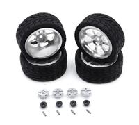 Rc Components For Wltoys 144001 144010 124007 124016 124019 A959 A959-B 4pc 65mm Rubber Tire Metal Wheel Rim 12mm Hex RC Car Upgrade Parts(Silver)