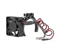 RC Components Parts For 1/8 1/10 Motor Heatsink Cooling Fan With Thermal Sensor CNC Aluminum Alloy Clamp 4268 4274 Motors RC Cars(Black)