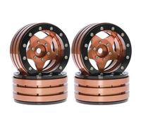 RC Components Parts For Axial For Scx10 For Trx4 For Rgt For Redcat Tornado RC 1.9'' Metal Beadlock Wheels Hole Rims Off-Road Crawler Alloy Upgrade(Golden)