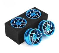 RC Components Parts For Hsp 94123 94122 For Tamiya For TT02 For Sakura D5 1/10 4PCS 52mm Metal Wheel Rim Hub Rubber Tire On Road Drift Touring(Blue)