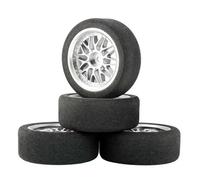 RC Components Parts For HSP For HPI 1/10 Sponge Tires And Wheel Rims With 3mm Offset And 12mm Hex RC On-Road For Racing Car Model For Toys Accessory(D SILVER)