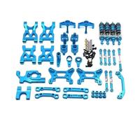 RC Components Parts For WLtoys 104072 1/10 Metal Upgrade For Swing Arm Pull Rod Steering Cup Shock Absorber 13 Piece Kit RC Car Parts(Blue)
