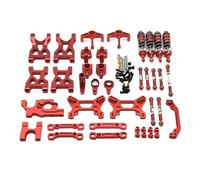 RC Components Parts For WLtoys 104072 1/10 Metal Upgrade For Swing Arm Pull Rod Steering Cup Shock Absorber 13 Piece Kit RC Car Parts(Red)
