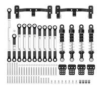RC Components Parts For WPL C14 C24 1/16 Metal Chassis Link Rod Pull Rod Mount Holder Shock Absorber Set RC Car Upgrades Parts Accessories(Black)
