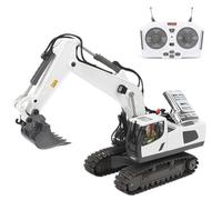 RC Construction Vehicle Set of 4 - Remote Control Excavator & Dump Truck, 2.4Ghz Alloy Toy with Cool Lights Sounds, Gifts for Boys 3-12 Years Old (A2)