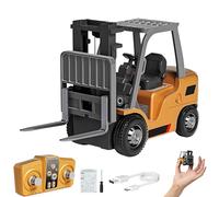 RC Construction Vehicles Set - Mini Dump Truck, Excavator & Forklift, 1/64 Scale, 2.4Ghz Remote Control with Lights & Sounds, Fun for Kids (3 Pack)