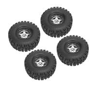 RC Crawler Aluminum Alloy 5 Star Wheel Rims Set for Superior Grip on Rough Terrain, Ideal for RC Enthusiasts, 4pcs Tires Wheels Set for Upgrade, Lightweight and Easy to Install (Silver)