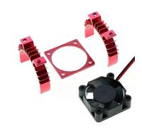 RC Crawlers Spare For Tamiya For TT02 1/10 Electric Motor Heatsink Cover + Cooling Fan Remote Control Car Upgrade Accessories(Red)