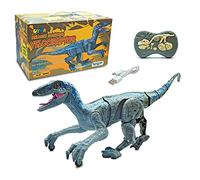RC Dinosaur Velociraptor Toy with Realistic Walking and Sound Effects | Blue