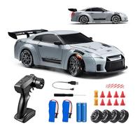 RC Drift Car, 1:24 Scale Remote Control Vehicle with LED Lights, 2.4GHz 20KM/H 4WD High Speed RC Cars, Drifting Tires＆Two Batteries, Racing Sports Toy Idea (White)