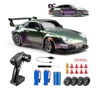 RC Drift Car, 1:24 Scale Remote Control Vehicle with LED Lights, 2.4GHz 20KM/H 4WD High Speed RC Cars, Drifting Tires＆Two Batteries, Racing Sports Toy Idea (Gradient)
