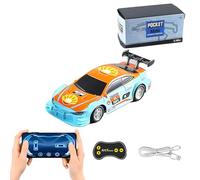 RC Drift Car, 1:43 Mini Remote Control Car with LED Lights, App & Remote Control, High Speed 50KM/H, Easy Carry, Exquisite Alloy RC Vehicle Table Decor & Gift for Teens Adults, Blue&Orange