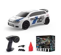 RC Drift Car, 1/43 Scale Remote Control Car with Lights Kit, Drift Tires, High Speed 15 KM/H, 2.4G Full Proportional RC System, Gift For Teens Adults (RTR Version/Rally Blue)
