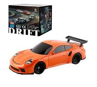 RC Drift Car, 1/43 Scale Remote Control Car with Lights Kit, Drift Tires, High Speed 15 KM/H, 2.4G Full Proportional RC System, Gift For Teens Adults (RTR Version/Orange)