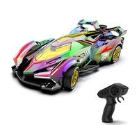RC Drift Car 2.4GHz, 4WD High Speed Remote Control Car Iridescent Spray WVehicle Ith LED Lights Racing Toy for Kids Adults