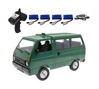 RC Drift Car for Adults, 1:10 Scale WPL D42 Remote Control Cars Van Truck with LED Light, 2.4G RC Drift Truck with Proportional Steering, Decor Gift for Teens Adults (Green/4 Battery)