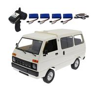 RC Drift Car for Adults, 1:10 Scale WPL D42 Remote Control Cars Van Truck with LED Light, 2.4G RC Drift Truck with Proportional Steering, Decor Gift for Teens Adults (White/4 Battery)