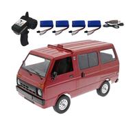 RC Drift Car for Adults, 1:10 Scale WPL D42 Remote Control Cars Van Truck with LED Light, 2.4G RC Drift Truck with Proportional Steering, Decor Gift for Teens Adults (Red/4 Battery)
