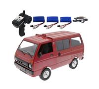 RC Drift Car for Adults, 1:10 Scale WPL D42 Remote Control Cars Van Truck with LED Light, 2.4G RC Drift Truck with Proportional Steering, Decor Gift for Teens Adults (Red/3 Battery)