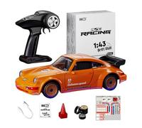 RC Drift Car for Adults, 1/43 Scale RC43P Remote Control Cars with Gyro, Opening Doors, Colorful Lights, Desktop Drifting, Decor Gifts for Teens Adults (Orange)