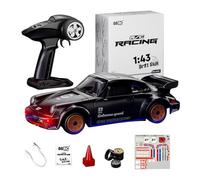 RC Drift Car for Adults, 1/43 Scale RC43P Remote Control Cars with Gyro, Opening Doors, Colorful Lights, Desktop Drifting, Decor Gifts for Teens Adults (Black)