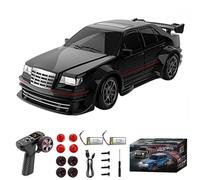 RC Drift Car, KF30 1:43 Scale 2.4G Mini Remote Control Car with Gyroscope, High Speed 15KM/H, Proportional Steering/Throttle, Gift for Teens Adults - Black/2 Battery