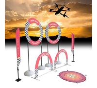 RC Drone Obstacle Course Set with Hoops, Flags, and Landing Pad for Racing Practice and Skill Development
