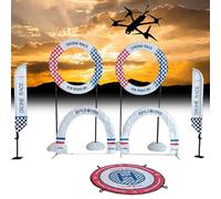 RC Drone Obstacle Course Set with Hoops, Flags, and Landing Pad for Racing Practice and Skill Development