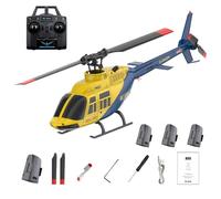 RC ERA A60 Bell 206 RC Helicopter for Adults, 1/42 Scale Single Rotor Flapless RC Helicopter, 6G 6CH Remote Control Aircraft Model with Altitude Hold & One-Key Takeoff Landing (RTF/4Battery)
