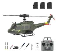 RC ERA C032 UH-1 Huey Helicopter, 1/48 Scale 2.4G 6CH Remote Control Helicopter Model, Flybarless Brushless RC Aircraft with 6 Axis Gyro Stabilized & Altitude Hold - 3 battery
